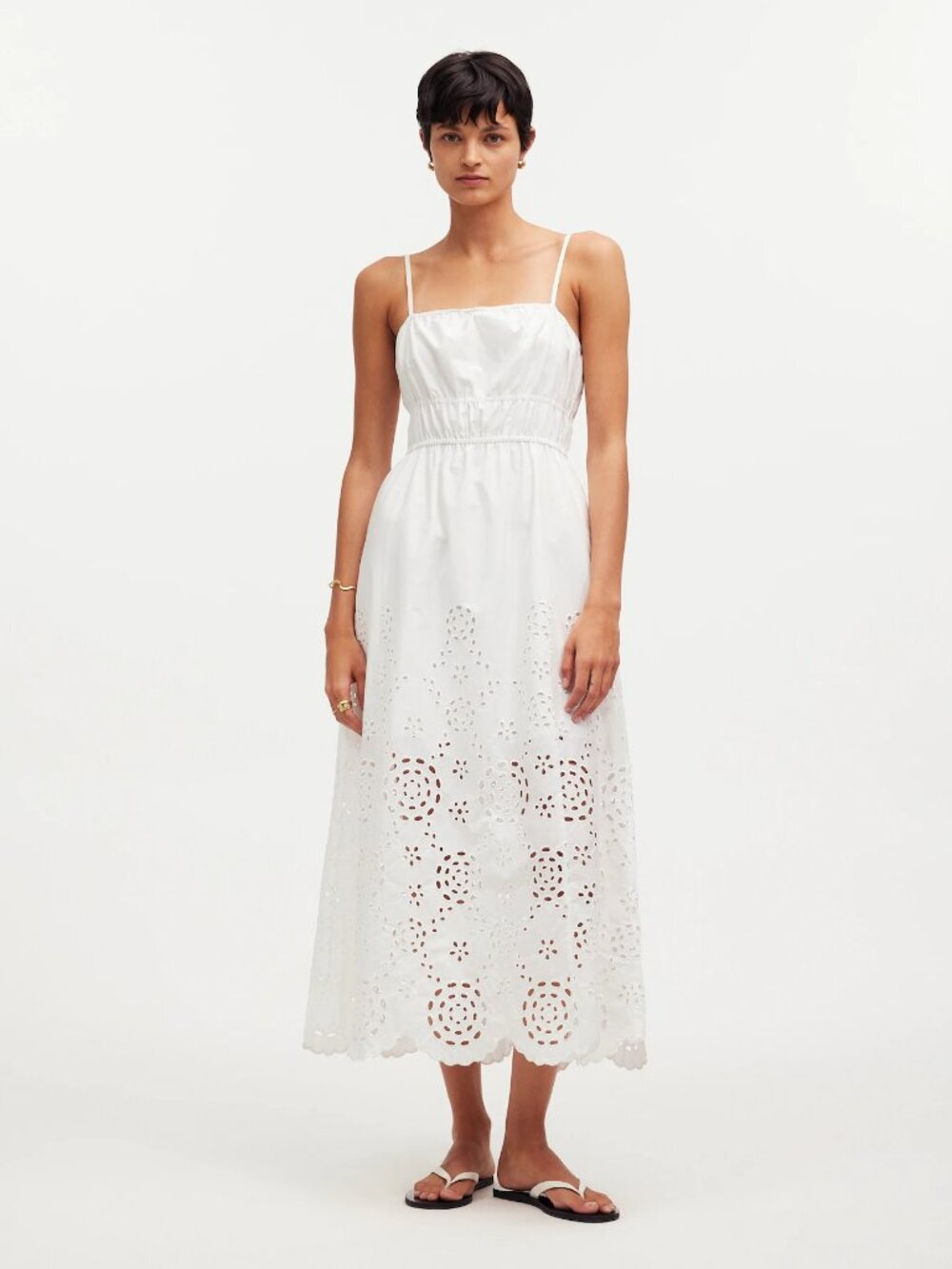 NWT Madewell Embroidered Tank Midi Dress in Poplin